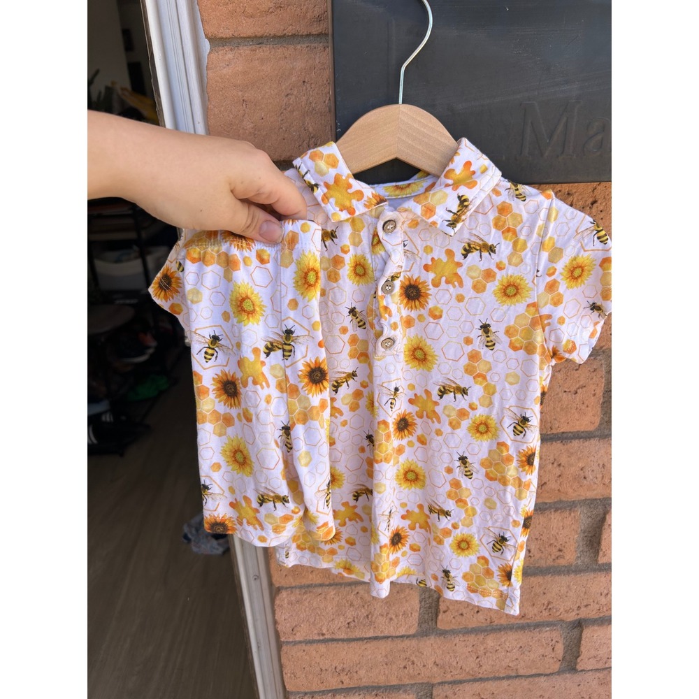 Meraki Hollow 3T Bamboo Viscose Bee Sunflower Lounge Shirt Shorts Set Toddler - Picture 5 of 6